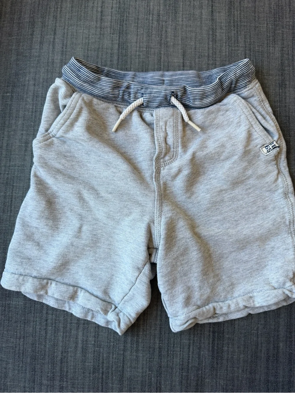 Carter's Light Gray Knit Pull-On Athletic Shorts with Striped Waistband